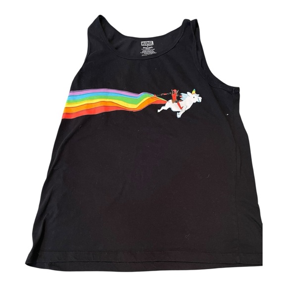✌🏽Host Pick ✌🏽Marvel DeadPool Black Tank Top with Rainbow Design - Picture 2 of 10